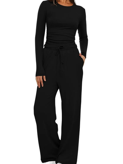 Hazel Blues® |  Round Neck Long Sleeve Top and Pants Set