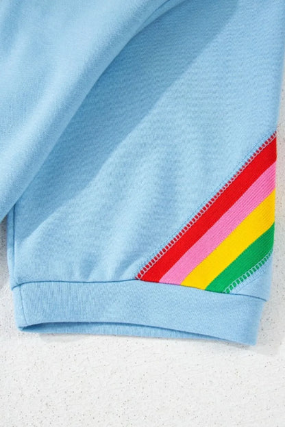 Hazel Blues® |  Rainbow Collared Short Sleeve Top and Shorts Set