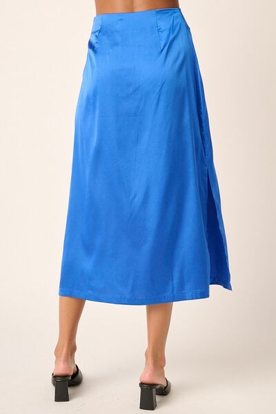 Hazel Blues® |  Mittoshop Side Slit Satin Midi Skirt