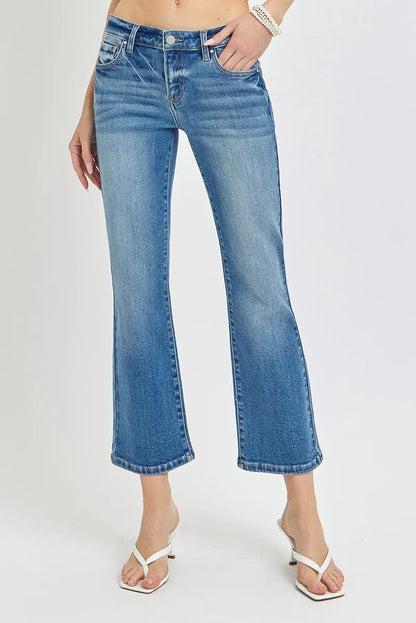 Hazel Blues® | RISEN Low Rise Crop Flare Jeans