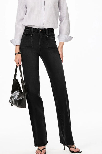 Hazel Blues® |  High-Waisted Wide-Leg Vintage Wash Jeans