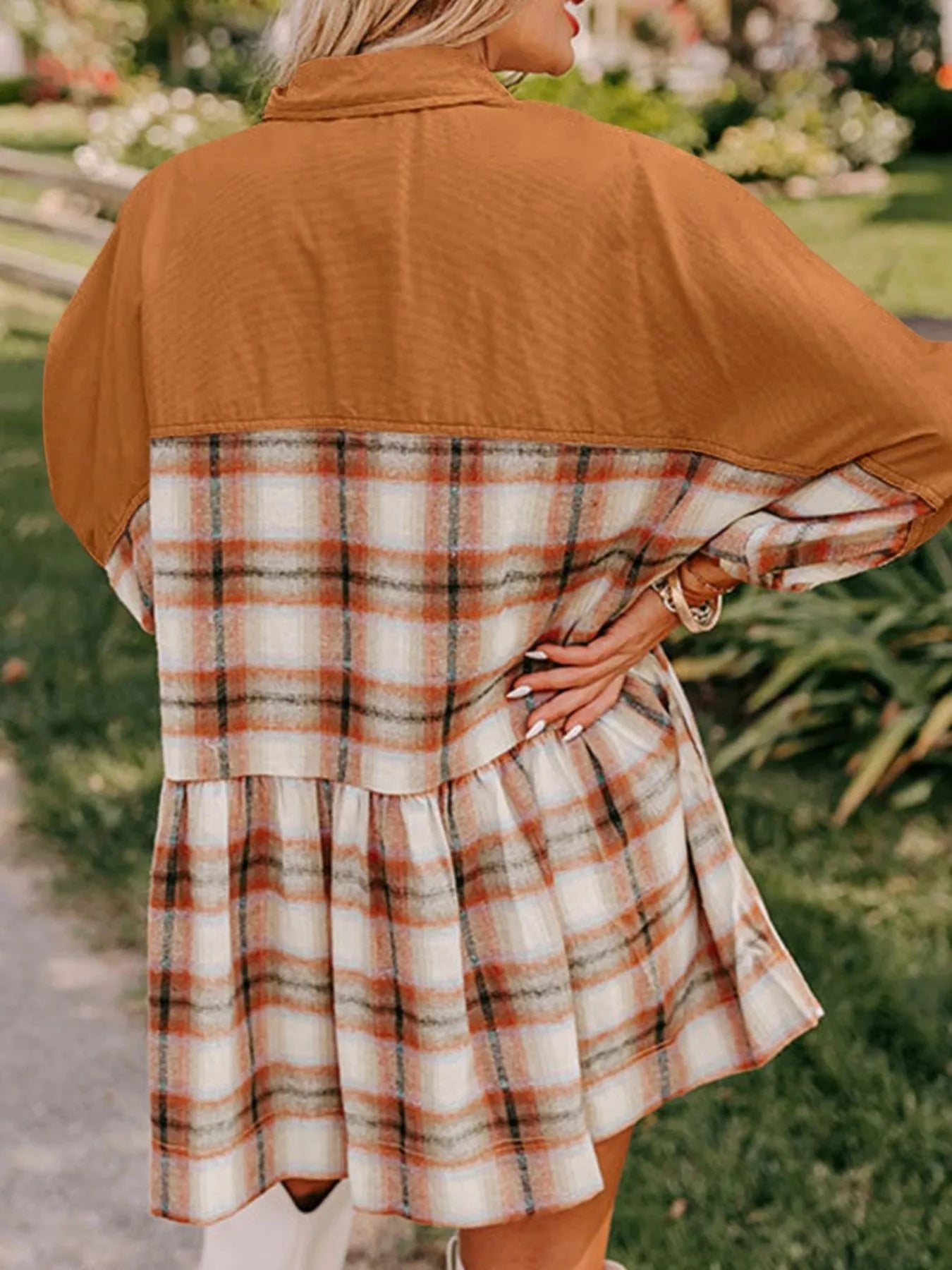 Hazel Blues® |  Plaid Button Front Mini Dress