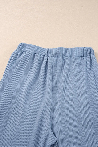 Hazel Blues® |  Color Ribbed Ruffle Tank Top and Pants Set