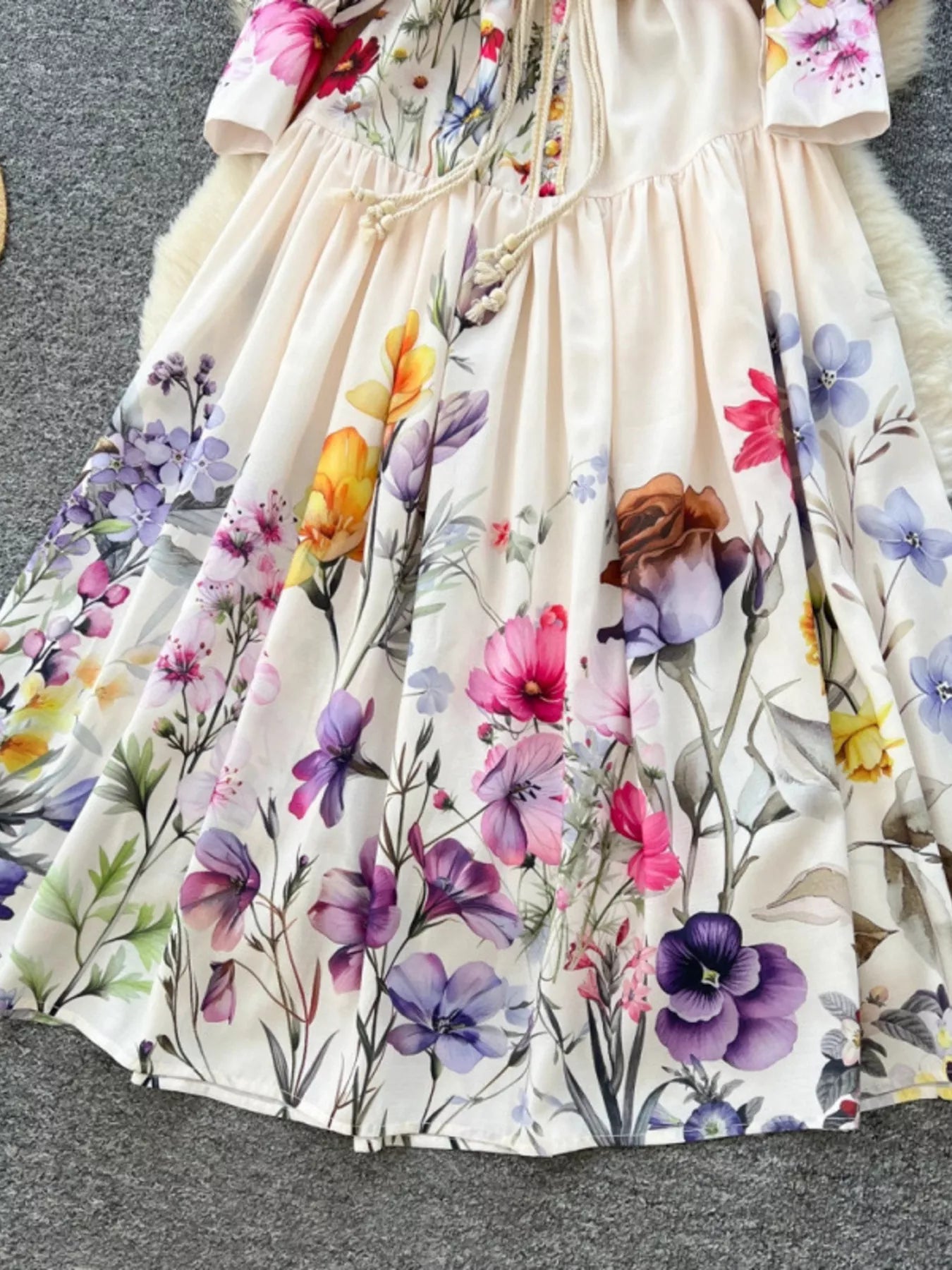 Hazel Blues® |  Floral Print Lantern Sleeve Midi Dress