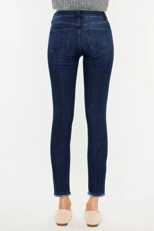 Hazel Blues® |  Kancan High-Rise Slim Fit Raw Hem Ankle Jeans