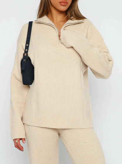 Hazel Blues® |  Quarter Zip Long Sleeve Top and Pants Set