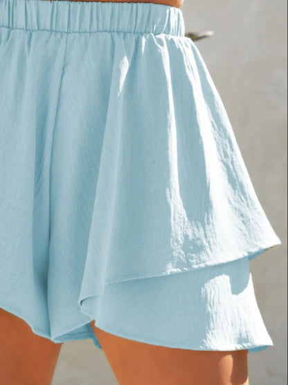 Hazel Blues® |  High-Waisted Elastic Waistband Layered Shorts