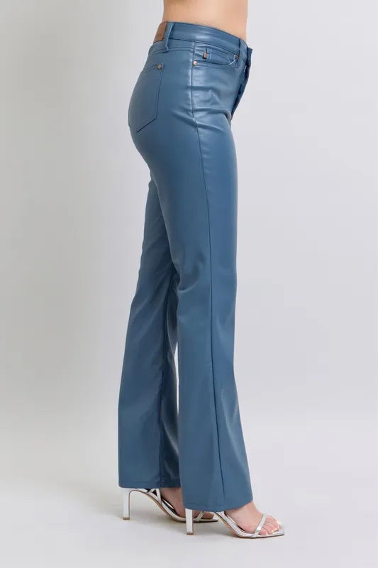 Hazel Blues® | Judy Blue High Waist Tummy Control Faux Leather Bootcut Pants