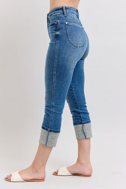 Hazel Blues® | Judy Blue Skinny Cuff Capris Jeans with Pockets