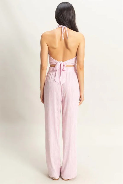 Hazel Blues® |  HYFVE Striped Halter Neck Top and Pants Set