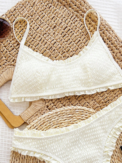 Hazel Blues® |  Frill Textured Spaghetti Strap Two-Piece Swim Set
