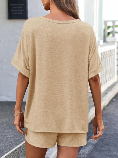 Hazel Blues® |  Round Neck T-Shirt and Drawstring Shorts Set