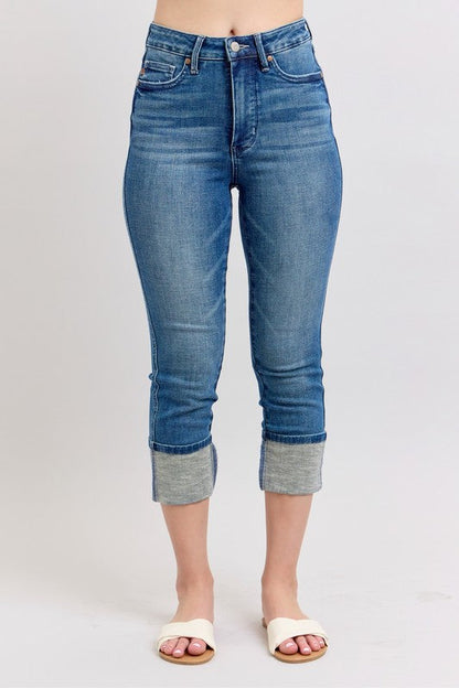 Hazel Blues® | Judy Blue Skinny Cuff Capris Jeans with Pockets