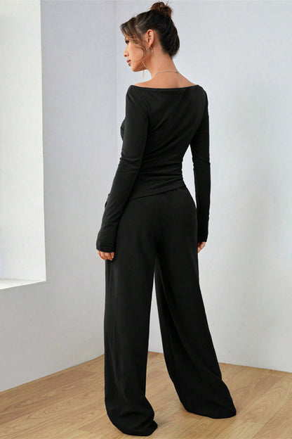 Hazel Blues® |  Boat Neck Long Sleeve Top and Pants Set