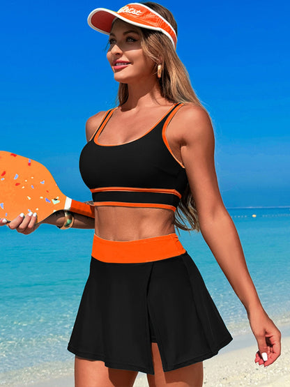 Hazel Blues® |  Scoop Neck Top and Skort Swim Set