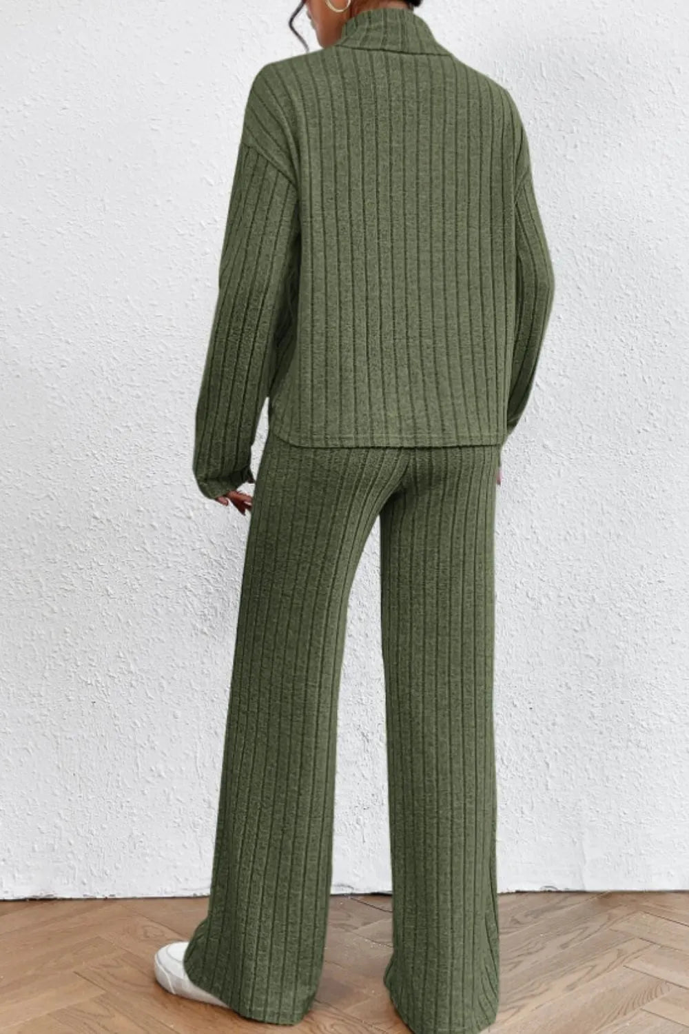Hazel Blues® |  Mock Neck Dropped Shoulder Top and Pants Set