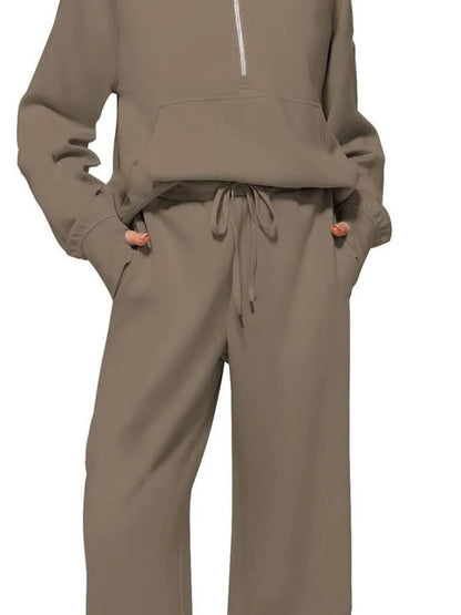 Hazel Blues® |  Half Zip Long Sleeve Top and Pants Set