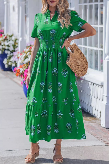 Hazel Blues® |  Floral Print Smocked Waist Maxi Dress