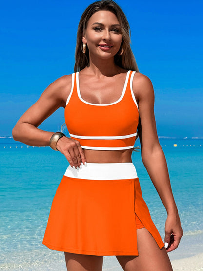 Hazel Blues® |  Scoop Neck Top and Skort Swim Set