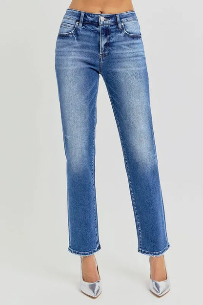 Hazel Blues® |  RISEN Mid Rise Ankle Tapered Jeans