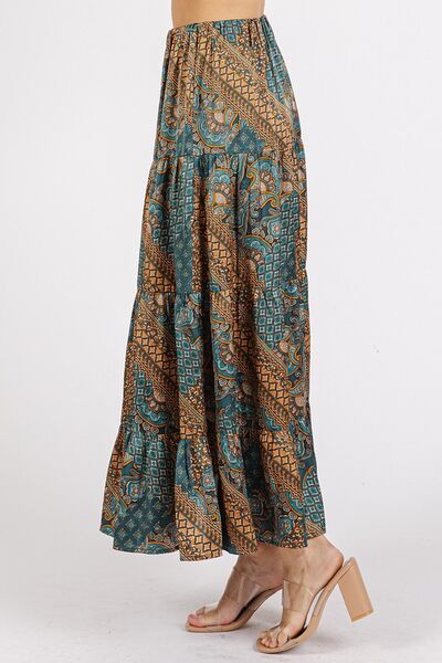 Hazel Blues® |  Mittoshop Paisley Patchwork Print Satin Maxi Skirt