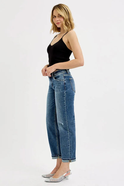 Hazel Blues® | RISEN Low Rise Crop Boyfriend Jeans