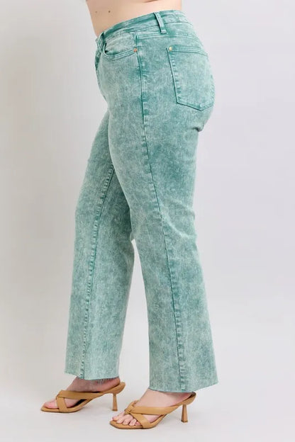 Hazel Blues® | Judy Blue High Waist Garment Dyed Raw Hem Dad Jean