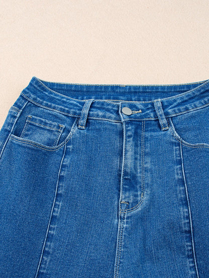 Hazel Blues® |  Seam Detail Flared Bottom Ankle Length Jeans