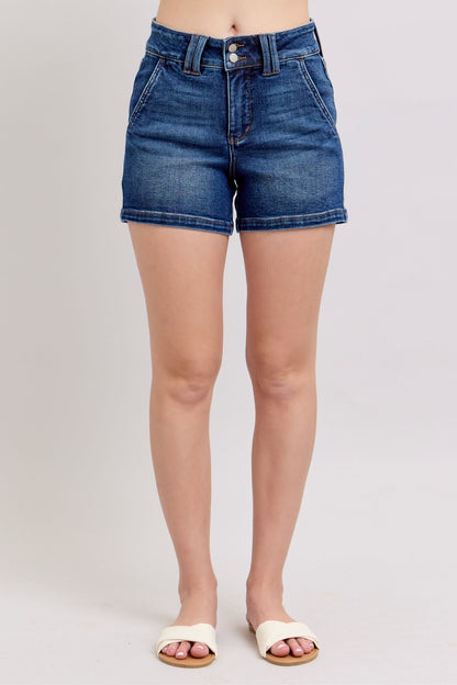 Hazel Blues® | Judy Blue Double Button Waistband Denim Shorts