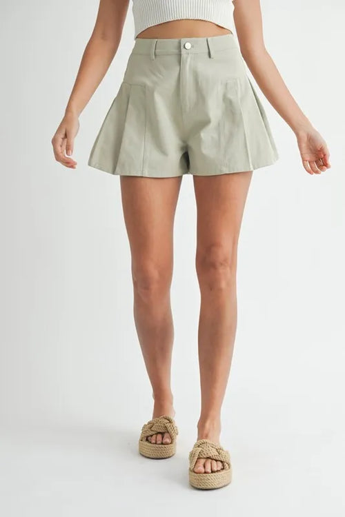 Hazel Blues® |  MABLE Pleated High Waist Twill Shorts
