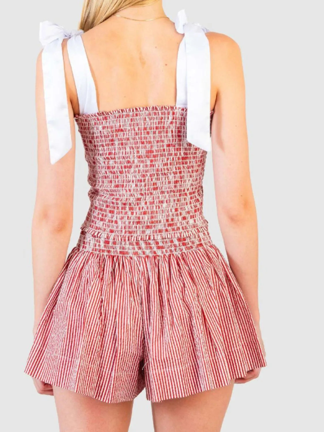 Hazel Blues® |  Smocked Tie Shoulder Cami and Shorts Set