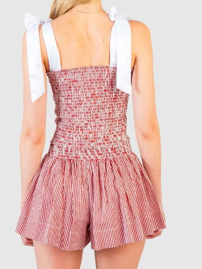 Hazel Blues® |  Smocked Tie Shoulder Cami and Shorts Set