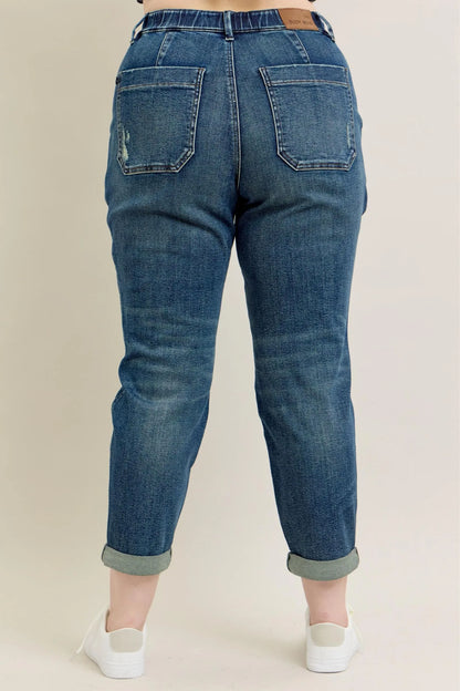 Hazel Blues® | Judy Blue HW Vintage Wash Jeans w/ Drawstring