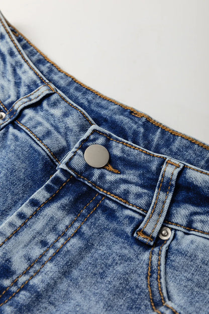 Hazel Blues® |  High-Waisted Wide-Leg Cuffed Jeans