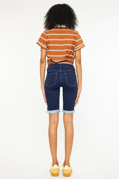 Hazel Blues® |  Kancan Mid Rise Bermuda Denim Shorts
