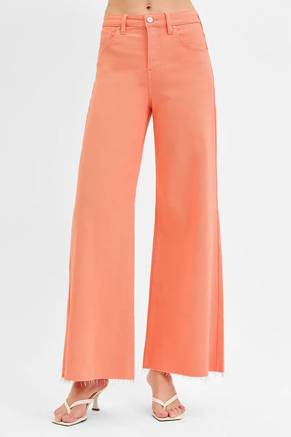 Hazel Blues® | RISEN Tummy Control High Rise Wide Leg Palazzo Jeans