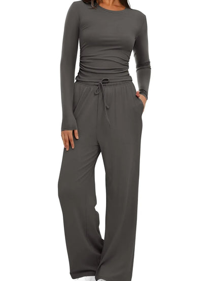 Hazel Blues® |  Round Neck Long Sleeve Top and Pants Set