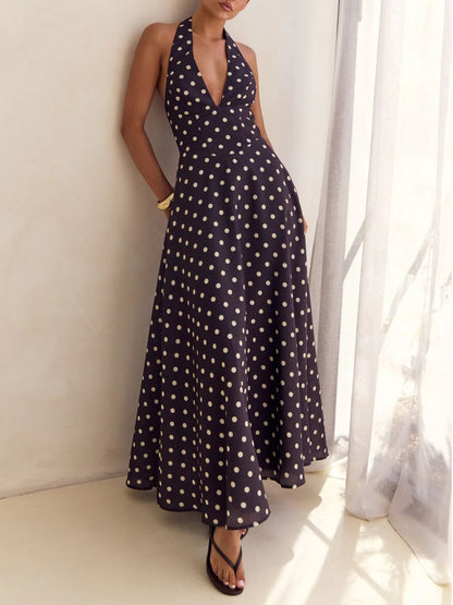 Hazel Blues® |  Floral Print Halter Neck Maxi Dress