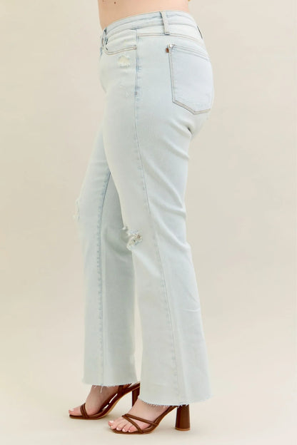 Hazel Blues® | Judy Blue Destroy & Fray Hem Bootcut Jeans