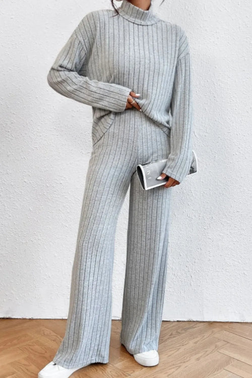 Hazel Blues® |  Mock Neck Dropped Shoulder Top and Pants Set