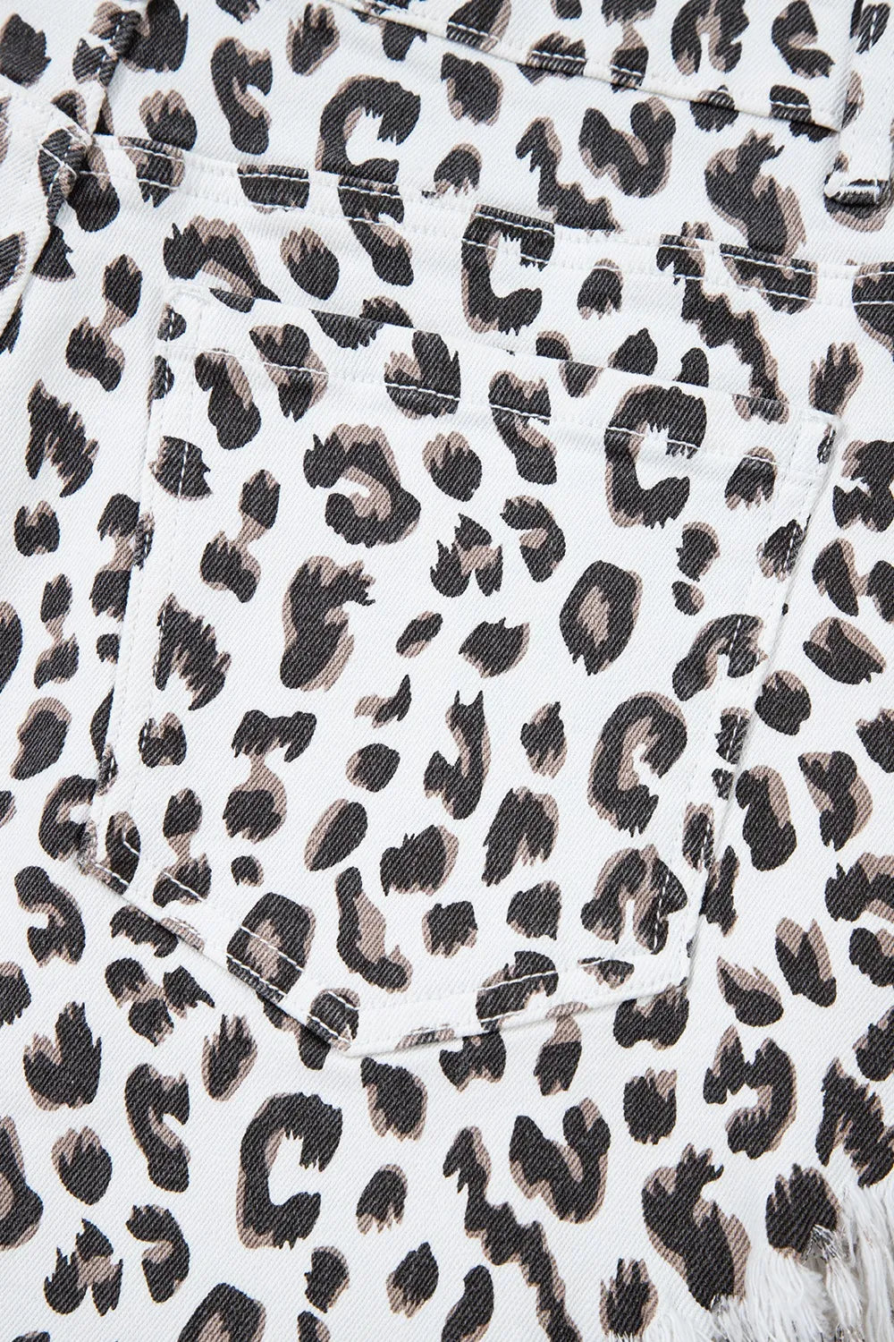 Hazel Blues® |  Leopard Frayed Hem Denim Shorts