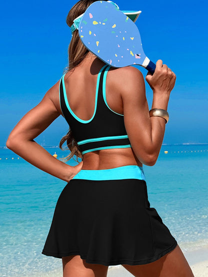 Hazel Blues® |  Scoop Neck Top and Skort Swim Set