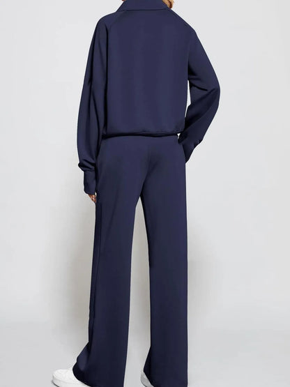 Hazel Blues® |  Half Zip Long Sleeve Top and Pants Set