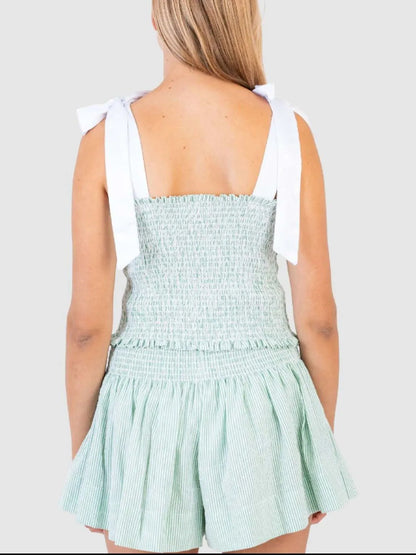 Hazel Blues® |  Smocked Tie Shoulder Cami and Shorts Set