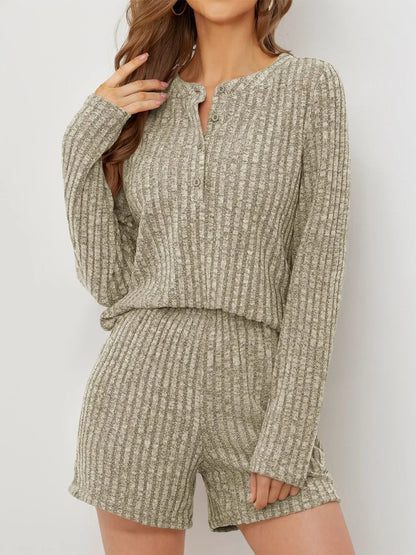 Hazel Blues® |  Ribbed Round Neck Top and Shorts Set