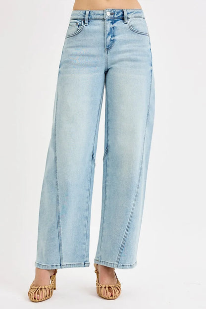 Hazel Blues® | RISEN Mid Rise Fit Barrel Jeans