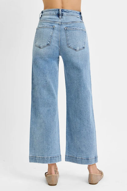 Hazel Blues® | RISEN High Rise Crop Wide Leg Jeans