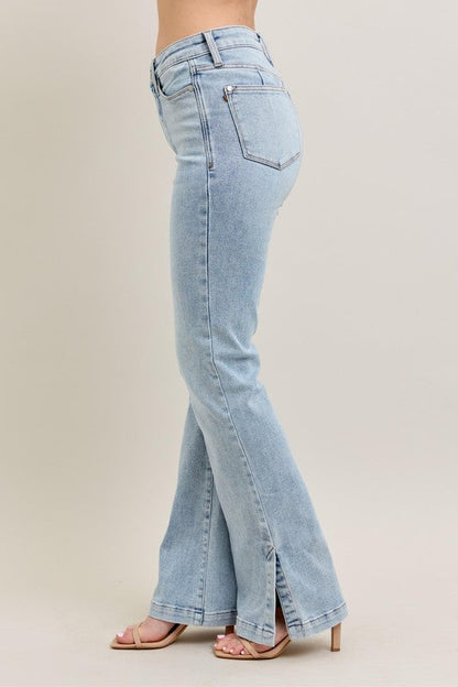 Hazel Blues® | Judy Blue Tummy Control Vintage Wash Side Slit Slim Boot Jeans