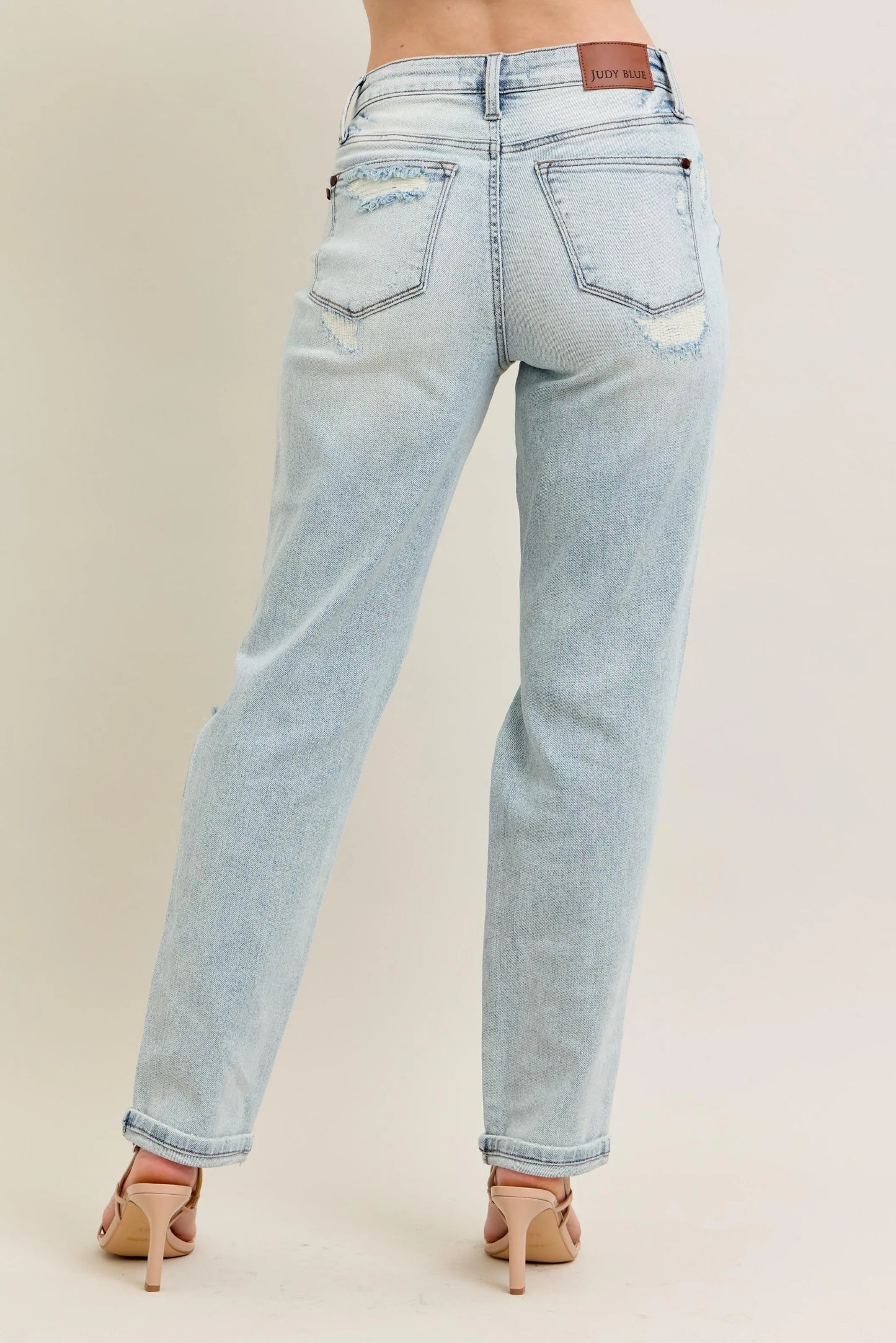 Hazel Blues® | Judy Blue Mr Repair Stitch Detail Destroy Single Cuff Bf Jeans