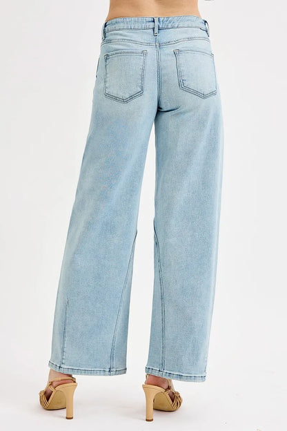 Hazel Blues® | RISEN Mid Rise Fit Barrel Jeans